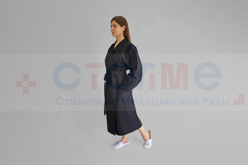Халат вафельный, 50-52, черный, 1 шт/упк